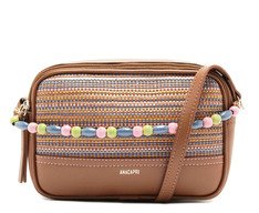 Bolsa Tiracolo Média Missangas Multicolor E Marrom