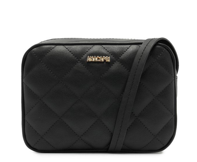 Bolsa Tiracolo Média Metalassê Triangular Preta