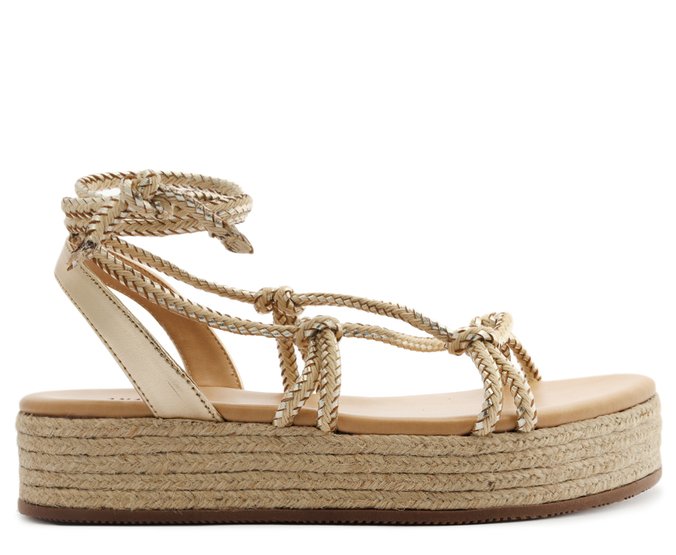 Sandália Dourada Corda Flatform | Anacapri