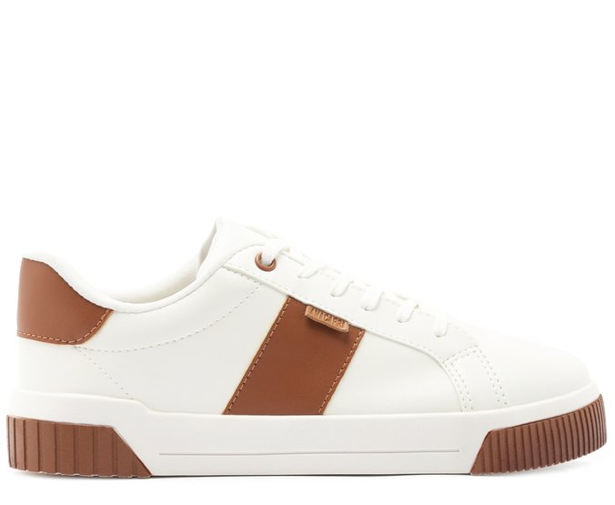 Tênis Sola Estruturada Listra Lateral Branco E Marrom | Anacapri