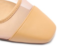 Sapatilha Slingback Tela Transparência Salto Bege