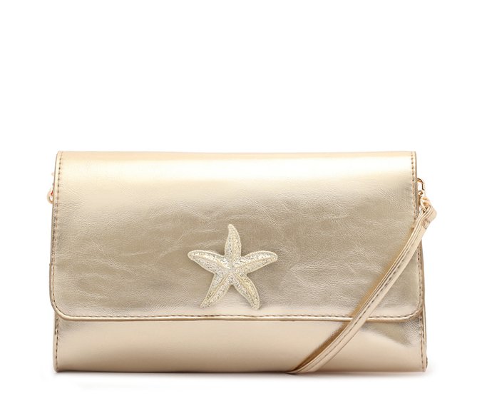 Bolsa Tiracolo Média Texturizada Concha Dourada