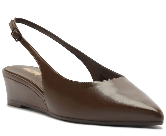 Scarpin Slingback Anabela Bico Fico Marrom Coffee