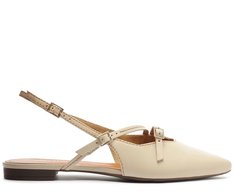 Sapatilha Slingback Salto Bloco Tiras Branca