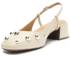Sapatilha Slingback Maxi Tachas Salto Bloco Branca