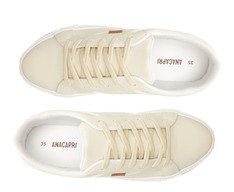 Tênis Detalhe Linhas Bege e Branco