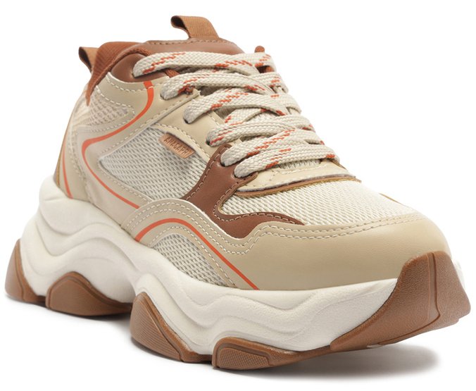 Tênis Sporty Robusto Bege e Laranja