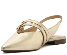 Sapatilha Slingback Tira Dupla Dourada