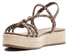 Sandália Plataforma Tiras Cordão Natural Marrom