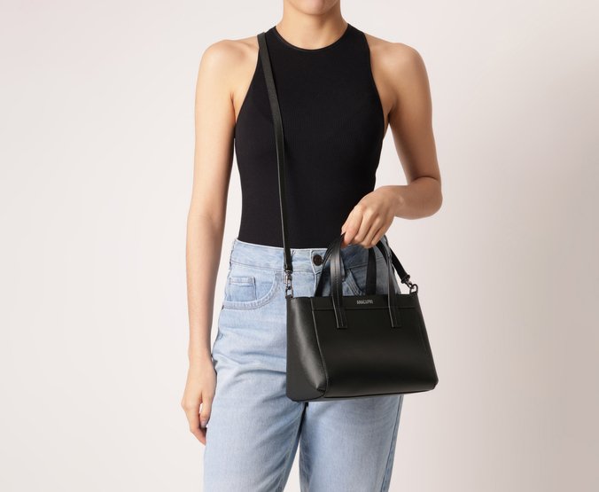 Bolsa Tote Pequena Costuras Preta