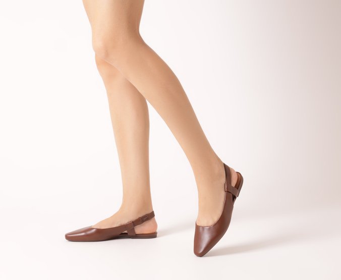Sapatilha Slingback Minimal Marrom