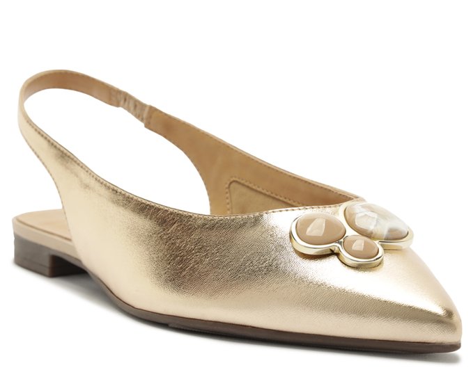 Sapatilha Slingback Pedraria Dourada