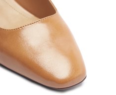 Sapatilha Salto Bloco Slingback Ponta Quadrada Bege