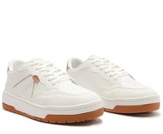 Tênis Recortes Kei Glitter Branco E Dourado