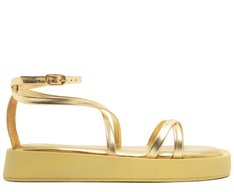 Sandália Papete Dourada Amarração Clássica