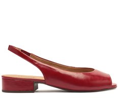 Sapatilha Slingback Peep Toe Vermelha