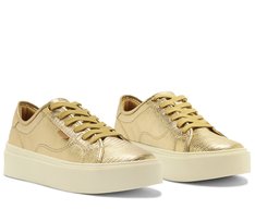 Tênis Sola Alta Básico Dourado