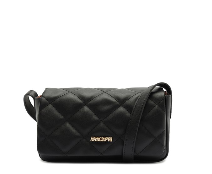 Bolsa Tiracolo Pequena Matelassê Metal Preta