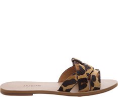 Rasteira Entrelaçada Onça Couro Animal Print