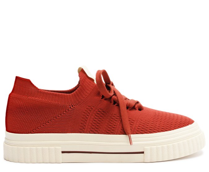 Tênis Knit Sola Alta New Alê Vermelho