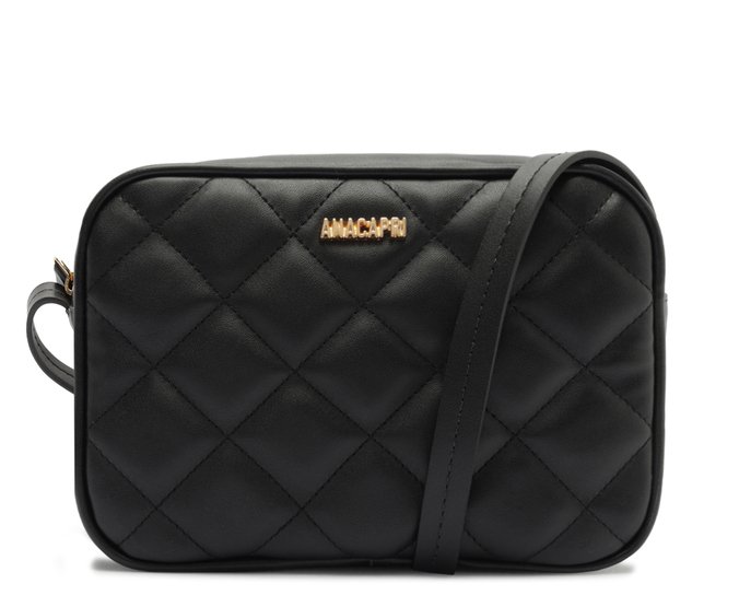 Bolsa Tiracolo Média Matelassê Alça Fina Preta