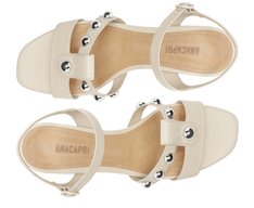 Sandália Maxi Tachas Salto Bloco Branca