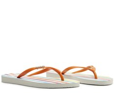 Chinelo de Dedo Listras Sundown Branco e Multicolor