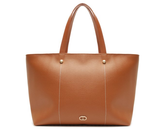 Bolsa Shopping Grande Costuras Marrom