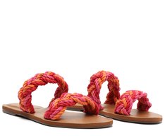 Rasteira Laranja e Rosa Duas Tiras Trançada