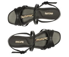 Sandália Preta Corrente Centralizada