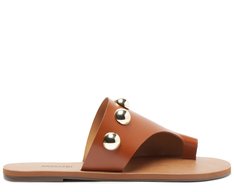 Rasteira Maxi Tachas Couro Marrom