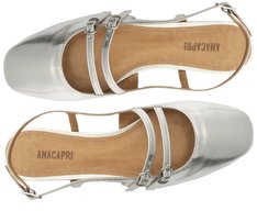Sapatilha Slingback Bico Quadrado Tiras Prata