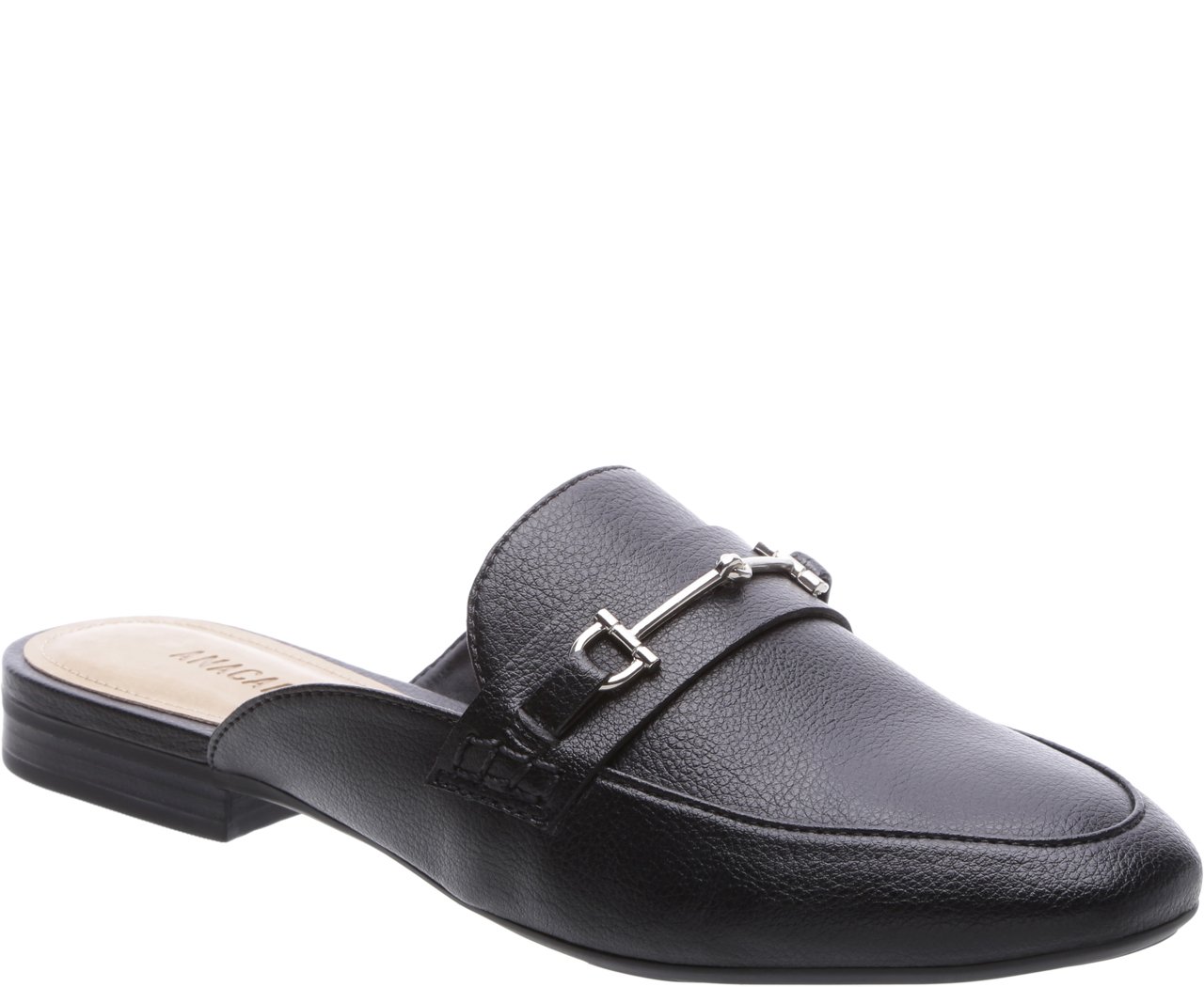 Mule mocassim com clearance fivela preto