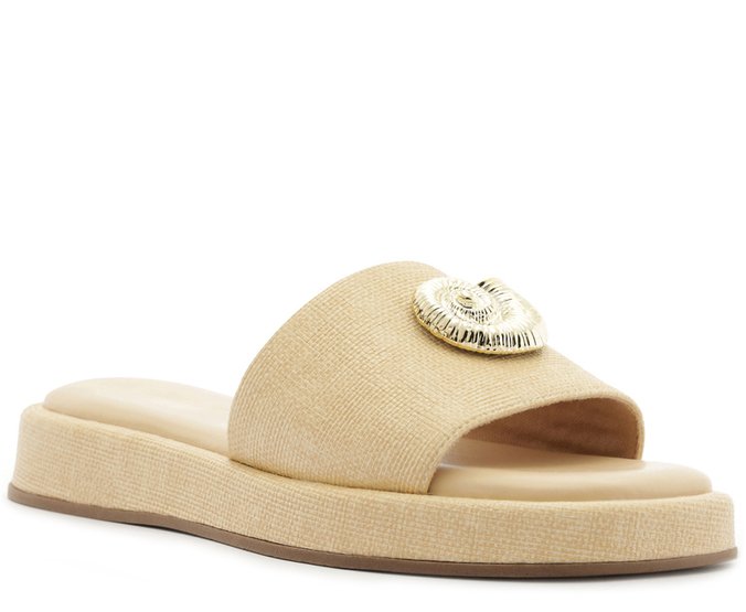 Tamanco Plataforma Adorno Bege