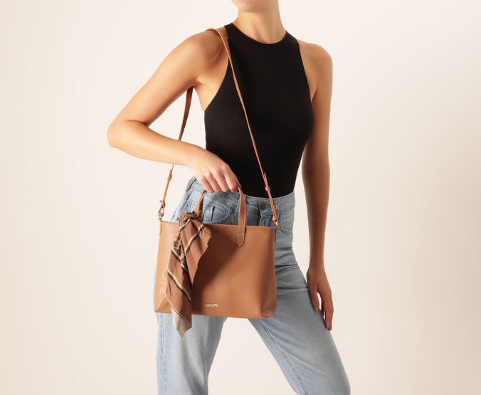 Bolsa Tote Média Itacare Lenço Marrom