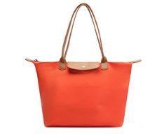 Bolsa Shopping Grande Nylon Botão Laranja