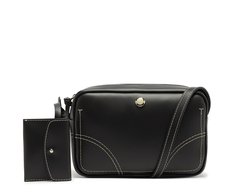 Bolsa Tiracolo Média Costura Ornamental Preta