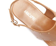 Sandália Salto Bloco Tachas Marrom