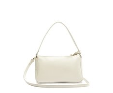 Bolsa Tiracolo Baguete Média Costura Ornamental Branca