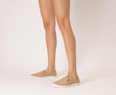 Tênis Slip On Pespontos Bege