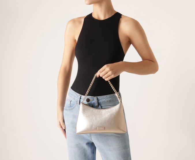 Bolsa Tiracolo Média Casual Corrente Dourada