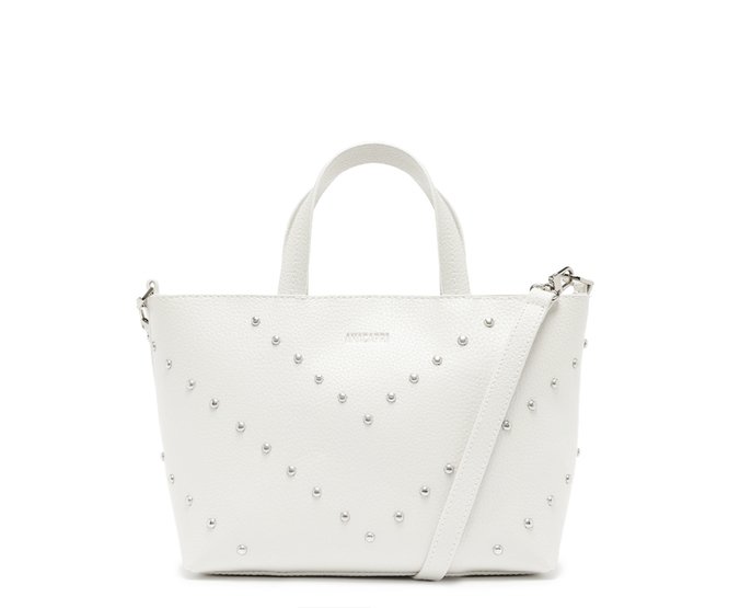 Bolsa Tote Média Maxi Tachas Branca