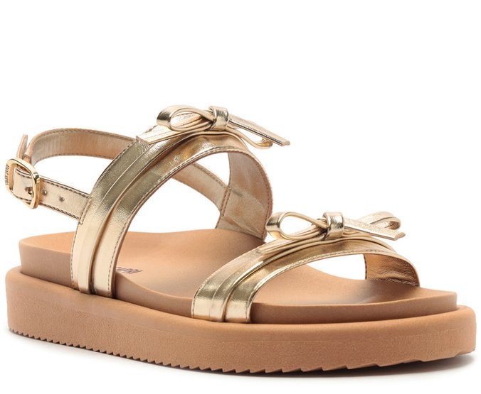 Sandália Papete Laços Dourada