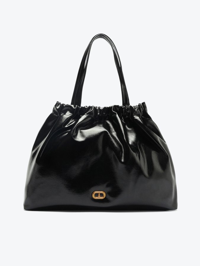 Bolsa Shopping Grande Ruched Preta