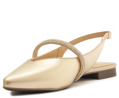 Sapatilha Slingback Tira Glam Dourada
