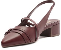 Sapatilha Slingback Salto Bloco Fivelas Roxa