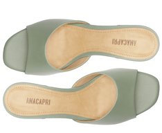 Sandália Mule Salto Bloco Verde Salvia