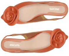 Sapatilha Slingback Bico Fino Flor Laranja Damasco