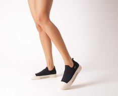 Tênis Slip On Sola Alta New Alê Knit Preto