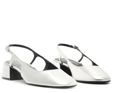 Sapatilha Slingback Basic Salto Bloco Prata
